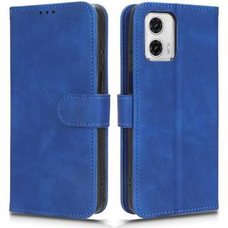 SKALO Motorola Moto G73 5G Matt PU-læderpungetui - Blå