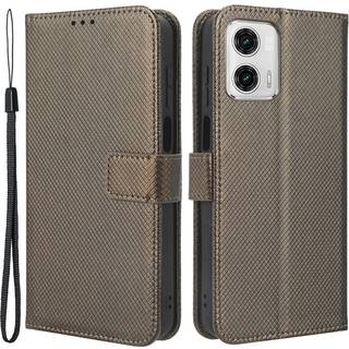 SKALO Motorola Moto G73 5G Premium Mini Rhombus Wallet Flip Cover - Brun