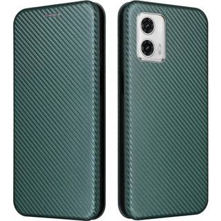 SKALO Motorola Moto G73 5G Carbon Fiber Pungetui - Grøn