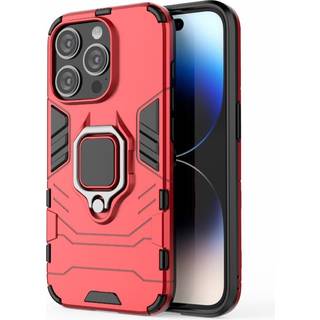 SKALO iPhone 15 Pro Max Armor Hybrid metal ring cover - Rød