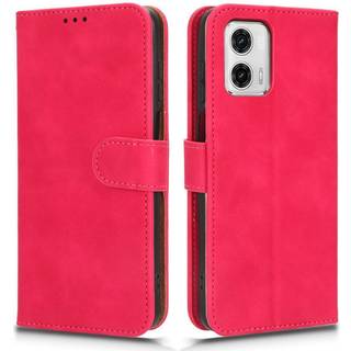 SKALO Motorola Moto G73 5G Matt PU-læderpungetui - Cerise