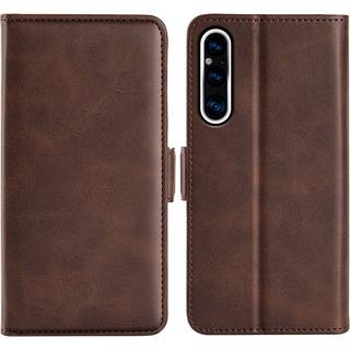 SKALO Sony Xperia 1 V Premium Wallet Flip Cover - Brun