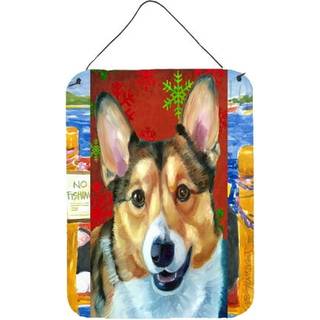 """" Caroline's Treasures LH9581DS1216 Corgi Red Snowflakes Holiday Christmas Wall eller Door Hanging Prints 16 X 12 """" ""Multicolor"" ""