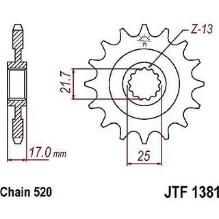 JT SPROCKETS JTF138116RB 16 TAND GUBBER PUNSED MONTERSHAFT SPOCTOCKE