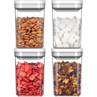 Mr.Siga 4 Pack Airtight Food Storage Container Set BPA Gratis k?kkenpantry-d?ser med enh?nds l?kage Bevis L?g 1L / 33,8 oz Medium Hvid