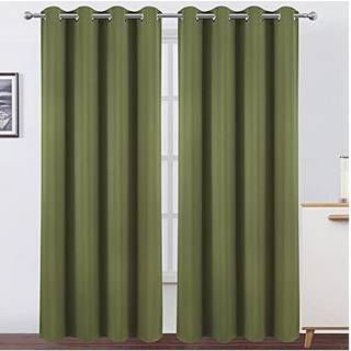 Lemomo Olive Blackout Curtains/52 x 95 tommer/s?t med 2 paneler Termisk isolerede rum m?rkere gardiner til sovev?relse