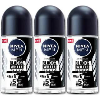 Nivea 48H deodorant roll-on rulle på usynlig for sort / hvid anti-sved 50 ml (original pakke med 3) 1.7 fl oz