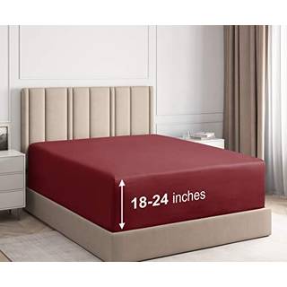 Ekstra Deep Cal King Fitted Sheet - Hotel Luxury Single Fitted Sheet - let passer til 18 tommer til 24 tommer madras - Soft Wrinkle Gratis Breath