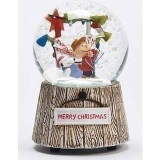 Roman Peanuts Charlie Brown og Snoopy Christmas Decorating Musical GlitterDome