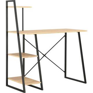 skrivebord med reol 102x50x117 cm sort og eg