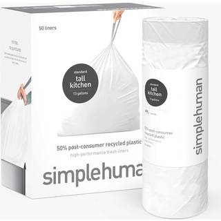 SimpleHuman 50% post-forbruger genanvendt høje køkkentrækning af skraldesposer 13 gal 50 tælling
