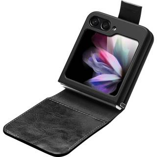 Samsung Galaxy Z Flip5 - QIALINO Classic Slim ægte læder cover - Sort