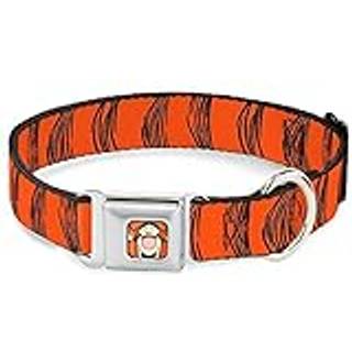 Hundekrage sikkerhedssele -sp?nde tigger striber orange sort 16 til 23 tommer 1,5 tommer bred