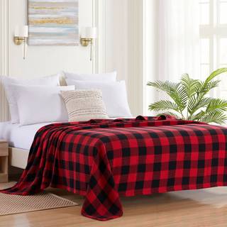 Fin bomuldsblanding t?ppe luksuri?s v?vet stilfuldt design bl?dt og behageligt hele s?sonen varme king buffalo plaid burgundy sort