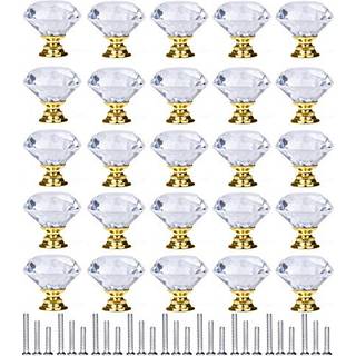 Your gift 25 pakkeskuffe Knaps Diamond Shaped Crystal Glass 30mm Kabinetsknapper Træk håndtag (30 mm 25 Pack Gold)