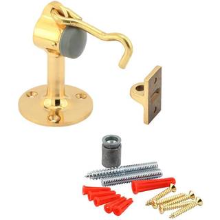 Prime-line J 4601 3-3/8 in. Poleret fast messingd?rstop med Holder (enkelt pakke)