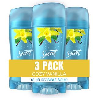Secret Antiperspirant and Deodorant for Women 48 HR Usynlig solid vaniljeduft 2.6 oz (pakke med 3)