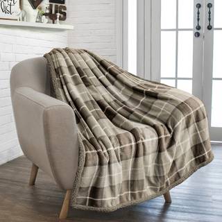 Pavilia taupe plaid sherpa kast t?ppe til sofa super bl?d lysebrun flanel t?ppe og kaster til senge sofa plys varmt hyggeligt efter?r t?ppe vendb