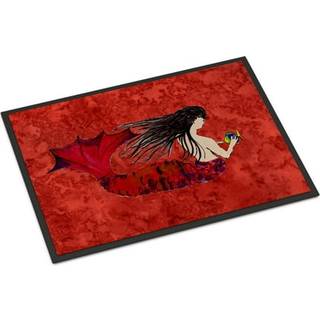 """" Caroline's Treasures 8726JMat Black Haired Mermaid på rød indendørs eller udendørs mat 24 x 36 """" ""Multicolor"" ""