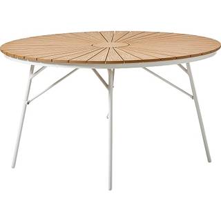 Kerteminde teak - nonwood havebord Ø130 cm, hvidt stel