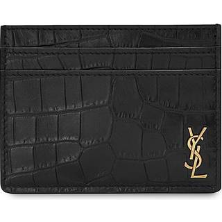 SAINT LAURENT - Logo-Appliquéd Croc-Effect Leather Cardholder - Men - Black
