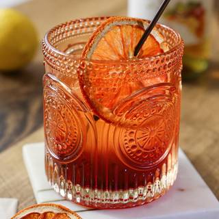 Kate Aspen Ribbed Retro Arch Floral Rose Gold Drikkebriller Sæt på 6 (10 oz) Vintage Glas Sæt Cocktail Glas Sæt Juice Glasvandskopper | Stor vært