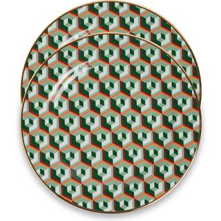 La DoubleJ Tableware - 'Cubi Verde' dessert plate, set of two in Multicolor Porcelain