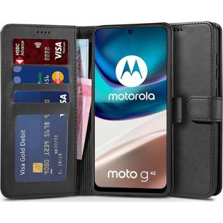 Motorola Moto G42 Tech-Protect Flip Wallet m. Pung & Ståfunktion - Sort