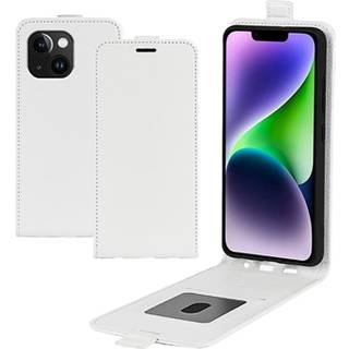 iPhone 15 Vertikal Flip Taske med Kortholder - Hvid