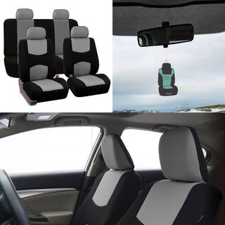 FH Group Car Seat Covers Fuld sæt klud - Universal Fit Automotive Seat Covers Low Back Front Seat Covers Solid Back Seat Dæk vaskbart bilsædet ti