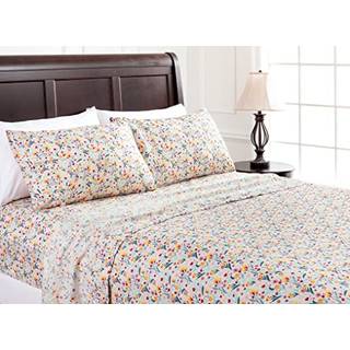 Chanasya Premium Spring Bloom Floral Printed King L?g Set 4 -delt - Ultra Soft Farverig Flower Print - 1 Flat Sheet 1 Fitted Sheet and 2 Pillowca
