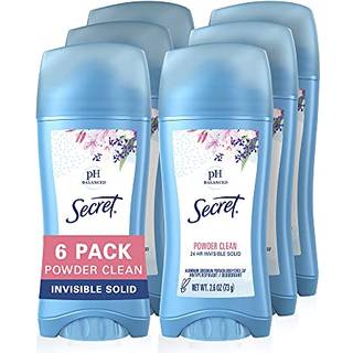 Secret Antiperspirant og Deodorant Women Powder Clean Invisible Solid 2,6 oz (pakke med 6)
