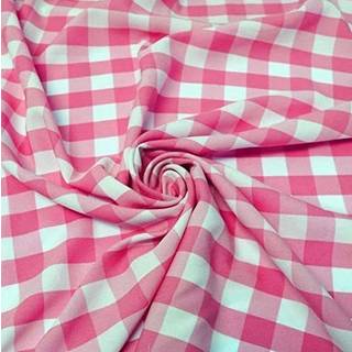 1 """" rutig Gingham Polypoplin -tyg vid gården (Fuschia och White)
