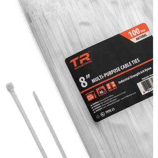 TR Industrial Multi-Purpose UV Resistent Natural Cable Ties 8 Inches 100 Pack