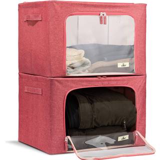 Sorbus opbevaringsbakker med metalramme - Stabelbart og sammenfoldelige t?jarrang?rposer - Oxford stofopbevaringscontainere med stort klart vindu