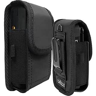 Beltron Vertical Leather Case til Cat S22 Flip Phone / Sonim XP3 Plus Xp3900 Flip Telefonfunktioner: Tungt Belt Loop Metal Belt Clip & Dual Magne