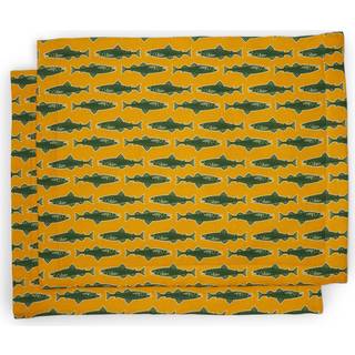 La DoubleJ Table Linens - 'Como Fish' tablemat, set of two, yellow in yellow 100% LINEN
