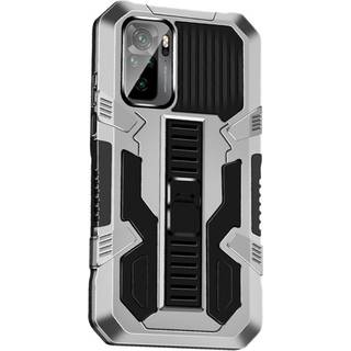 Xiaomi Poco M5S / Redmi Note 10S Håndværker Cover m. Diskret Kickstand - Sølv / Sort