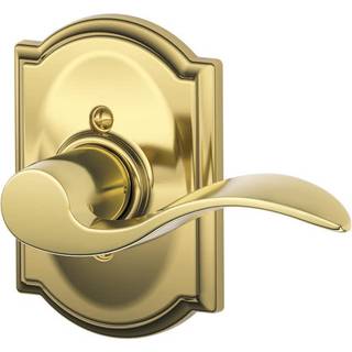 Schlage Accent Lever med Camelot trim ikke -drejelås i lys messing - højrehåndet - F170 ACC 605 Cam RH