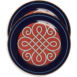 La DoubleJ Tableware - 'Cortile Blue' dessert plate, set of two in blue 100% PORCELAIN