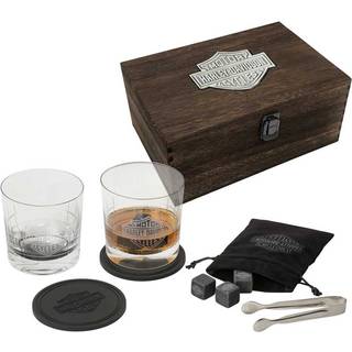 Harley-Davidson Bar & Shield Logo Premium Whisky Glass Wood Box Gift Set