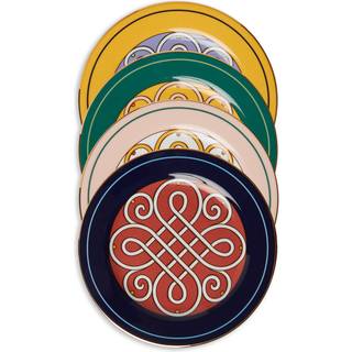 La DoubleJ Tableware - 'Cortile Mix' dessert plate, set of four in multicolor 100% PORCELAIN