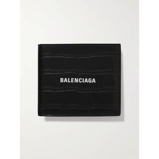 Balenciaga - Logo-Print Croc-Effect Leather Billfold Wallet - Men - Black