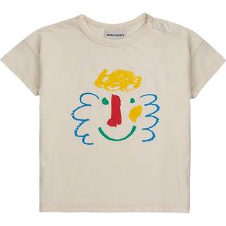 Bobo Choses Happy Mask Mønstret Baby T-shirt Naturhvid 9 Months  Creme  9 måneder  Unisex