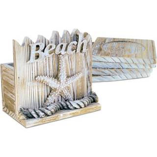 Cota Global Baja Beach Starfish Nautical Wood Coaster Set - Rustic Square Coaster Set med Holder Cute Beach Tema Drink Coasters Set til Spill og