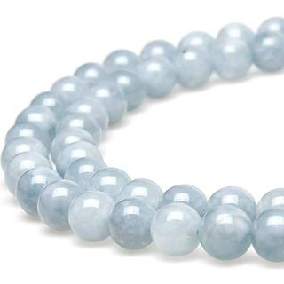 MJDCB Natural Round Aquamarine Gemstone Spacer Loose Beads Spacer perler til DIY smykker Making Strand 15 """"