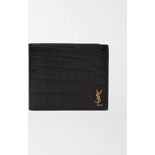 Saint Laurent East/West croc-effect bifold wallet - black - One Size