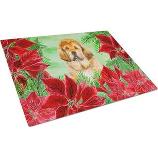 Caroline's Treasures CK1368LCB Tibetan Mastiff Poinsettas Glasskærebord Stort dekorativt tempereret glasskæreskæring og serveringsplade Stor i st