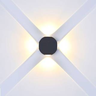V-Tac 4W LED sort væglampe - Rund, IP65 udendørs, 230V, inkl. lyskilde - Dæmpbar : Ikke dæmpbar, Kulør : Varm