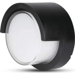 V-Tac 12W LED sort væglampe - Rund, IP65 udendørs, 230V, inkl. lyskilde - Dæmpbar : Ikke dæmpbar, Kulør : Neutral
